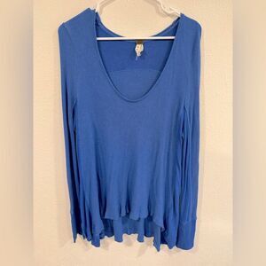 Free People We The Free Bright Blue Scoopneck Thermal Tunic Size Medium EUC